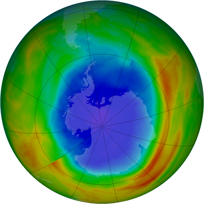 Antarctic ozone map for 03 October 1984